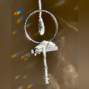 Cat and Mouse Handcrafted Crystal Glass Suncatcher